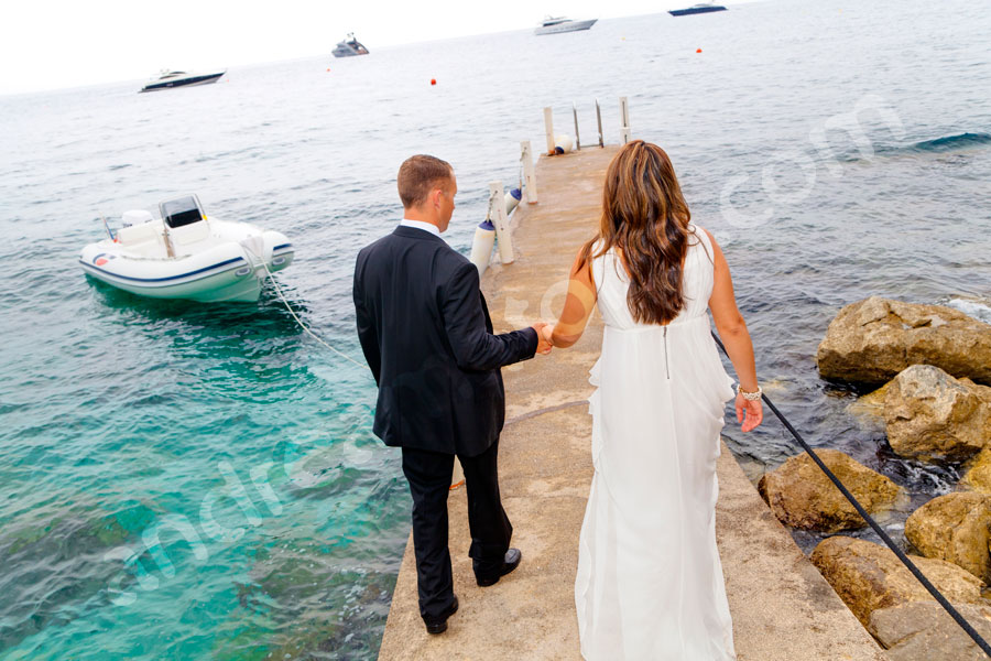 capri-060-0611 Wedding husband and wife just married on a jetty in Italian Capri