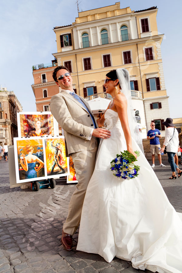 wedding-rome-026 Ttogether on Piazza Trinita' dei Monti having fun and laughing