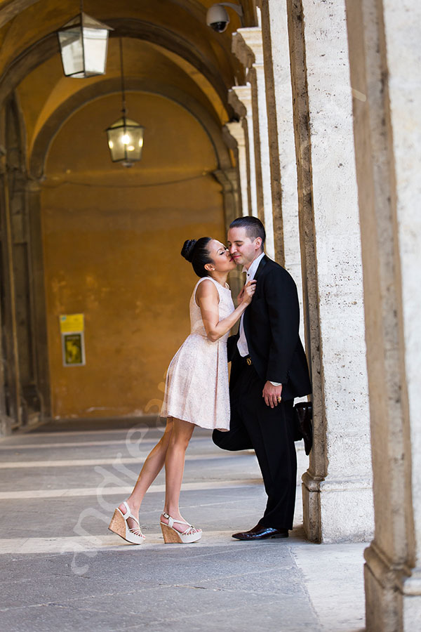 Posing at San Ivo alla Sapienza underneath the columns.