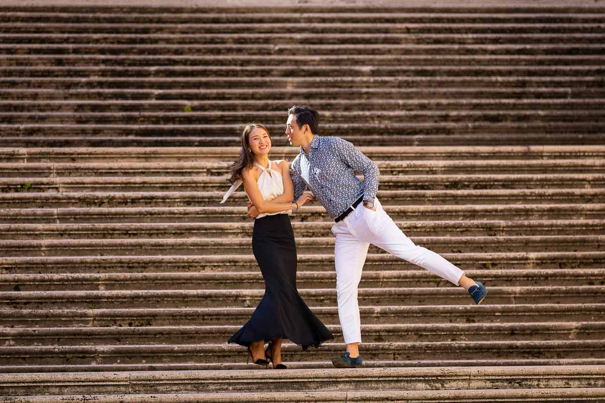 Having fun during a photo session in the ancient city of Rome Italy