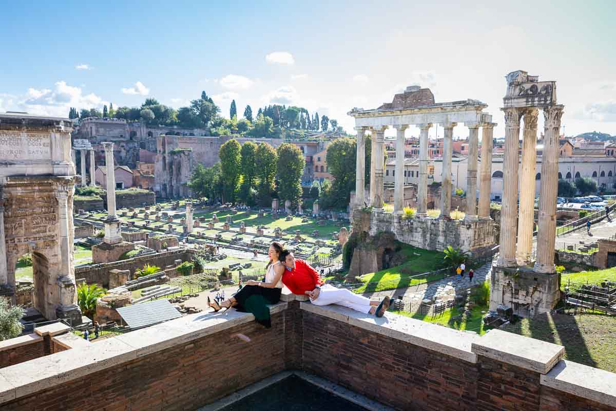 Relaxing at the ancient Forum in Rome Italy