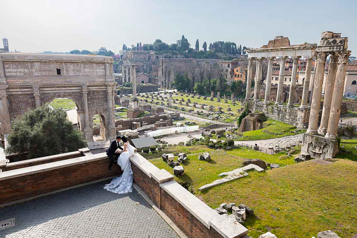 Photography session image taken from above overlooking the ancient roman from above 