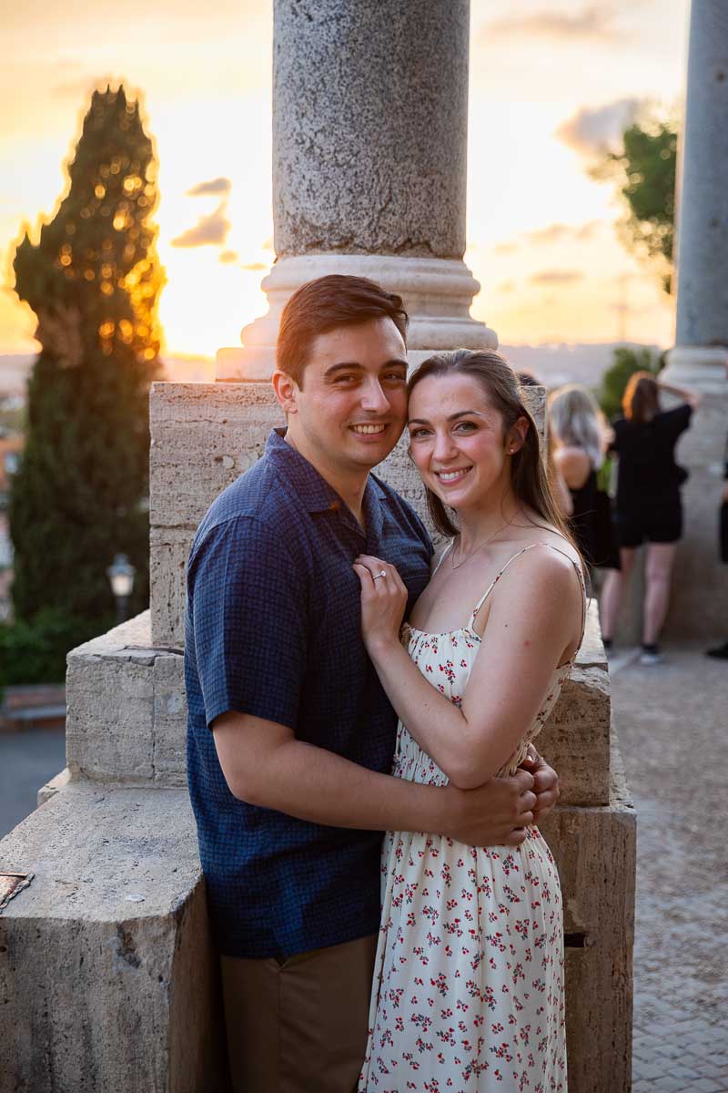 Couple portrait posed at sunset