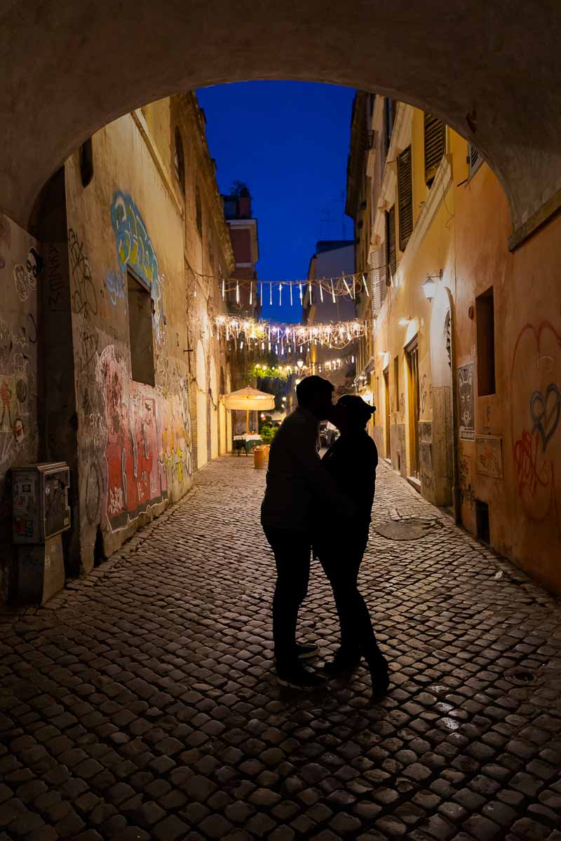 Silhouette couple engagement picture