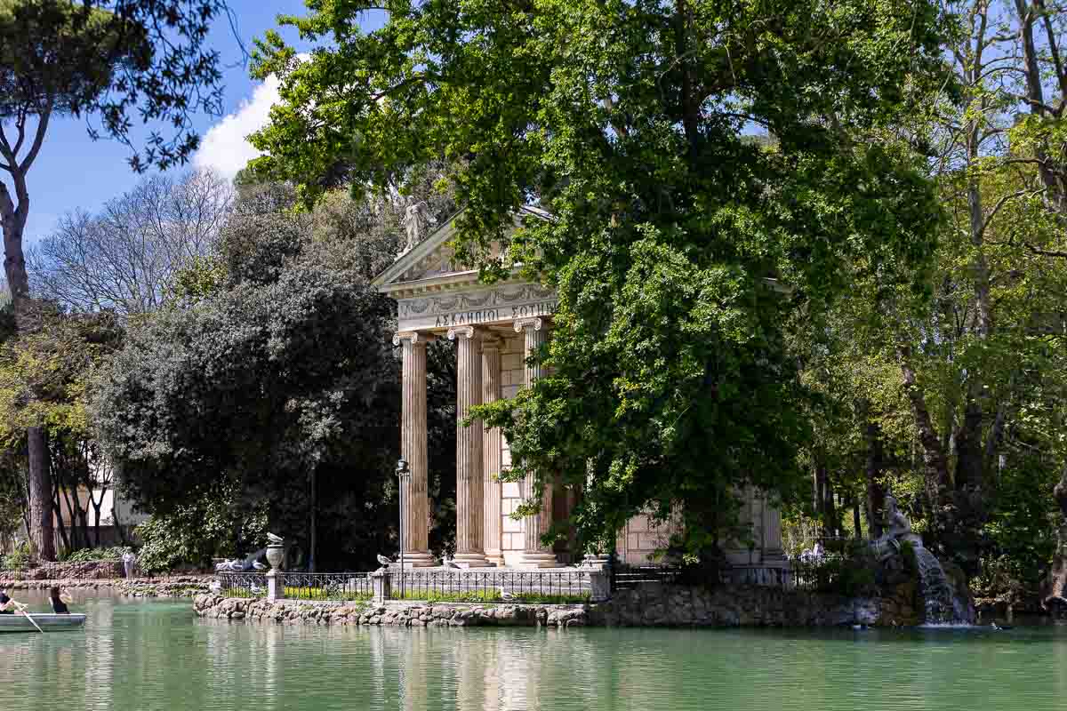 The Temple of Asclepius photographed on lake