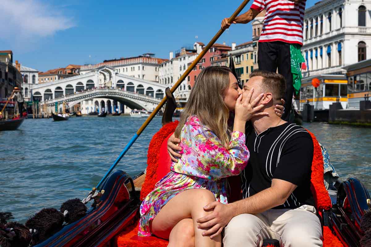 The she said yes moment. Couple kissing as just engaged 