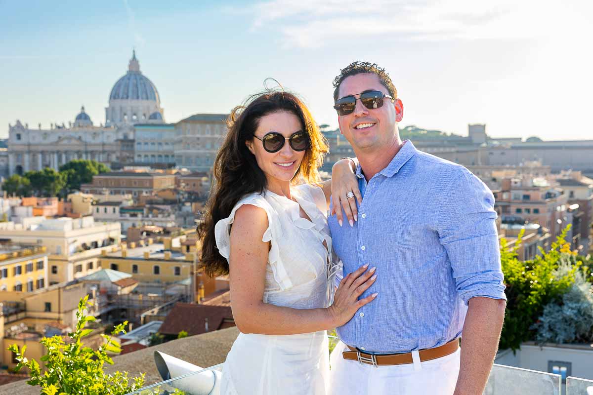 Couple portrait taken during an engagement photoshoot in Rome Italy by professional photographers and videographers