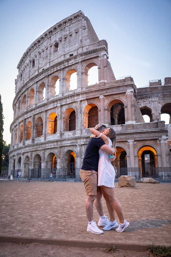 Engaged couple in Rome Roman Colosseum by Andrea Matone