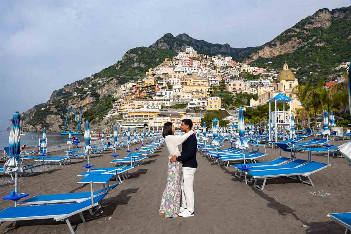 Marina grande photo of a newly engaged couple taking pictures beach