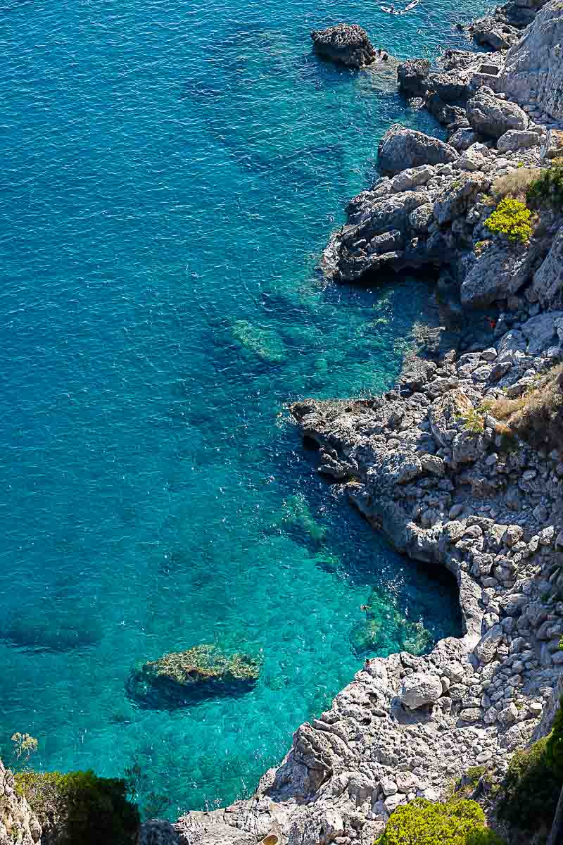 The view of the sea and the coast seen from the above mountain gardens 
