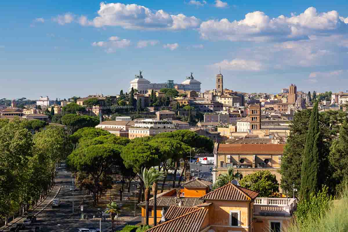 The Rome cityscape skillfully photographed by a professional photographer taking landscape skyline photos