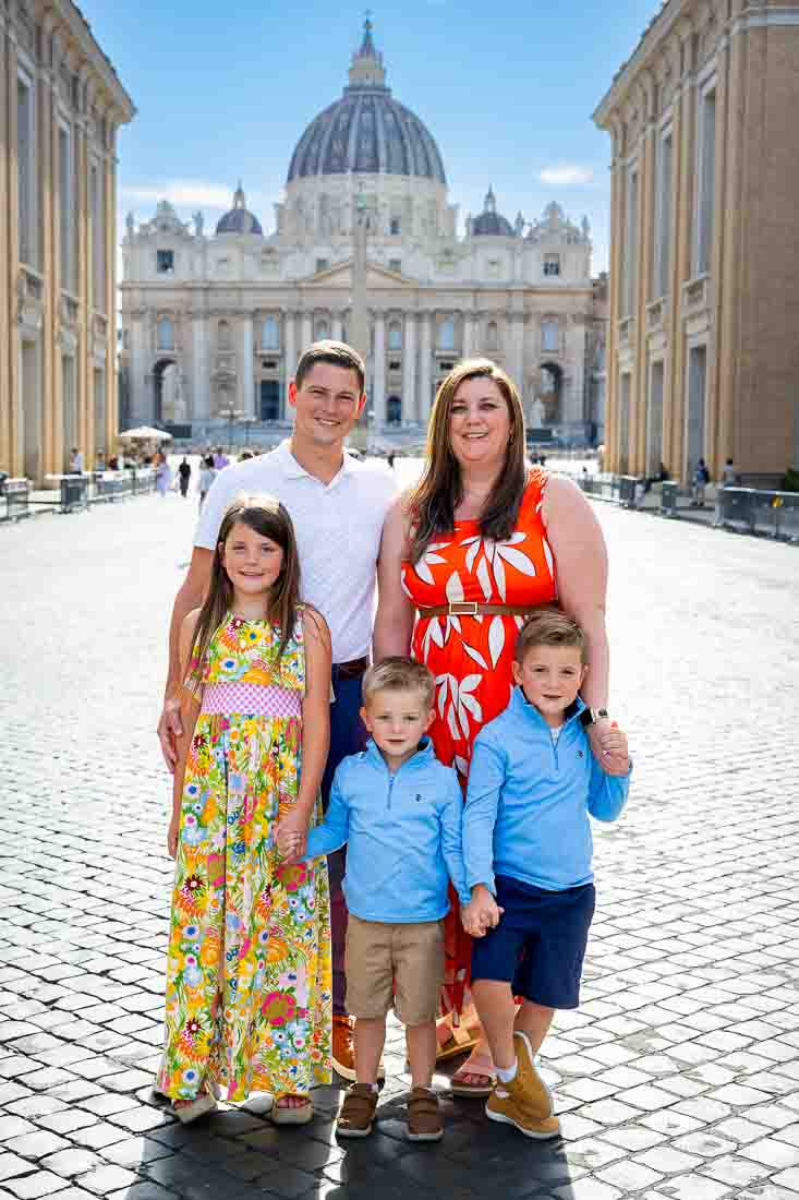 Final portrait picture of a nice image taken with the dome of San pietro in far backdrop 