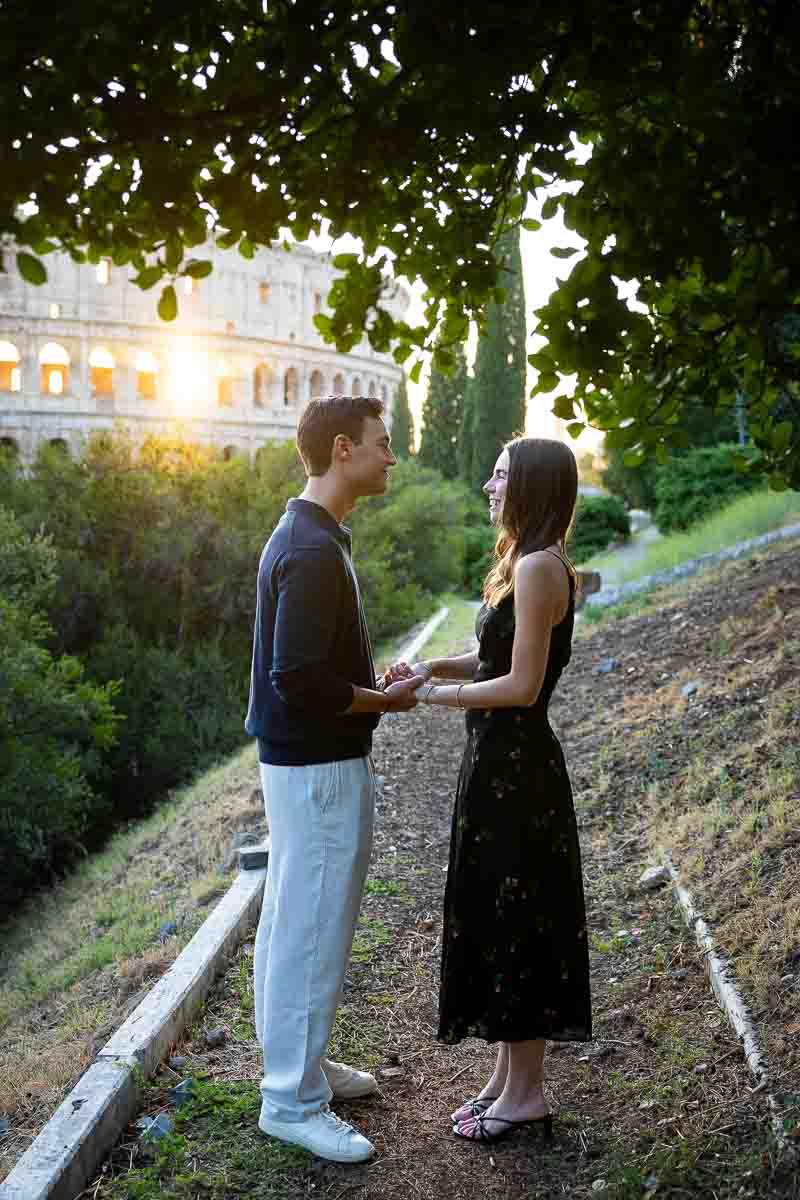 Facing each other during a photography session. Picture taken in a park by the Oppio hill.